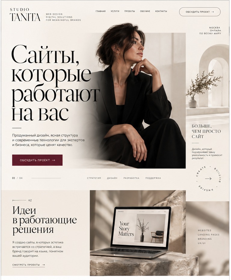 Концепт сайта для студии танца